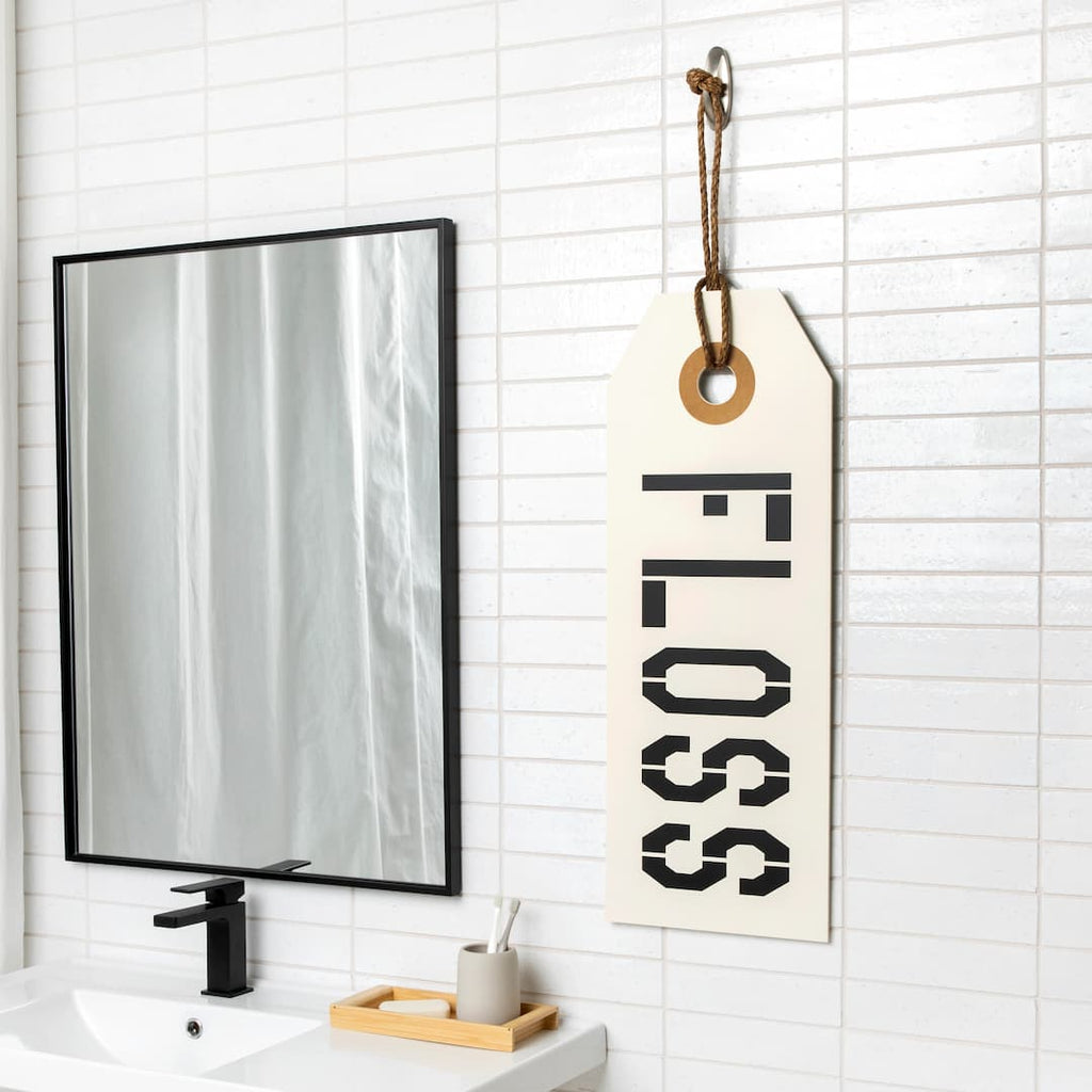 Large Floss Hang Tag Bathroom Sign with Rope Hanger - Windflower Market
