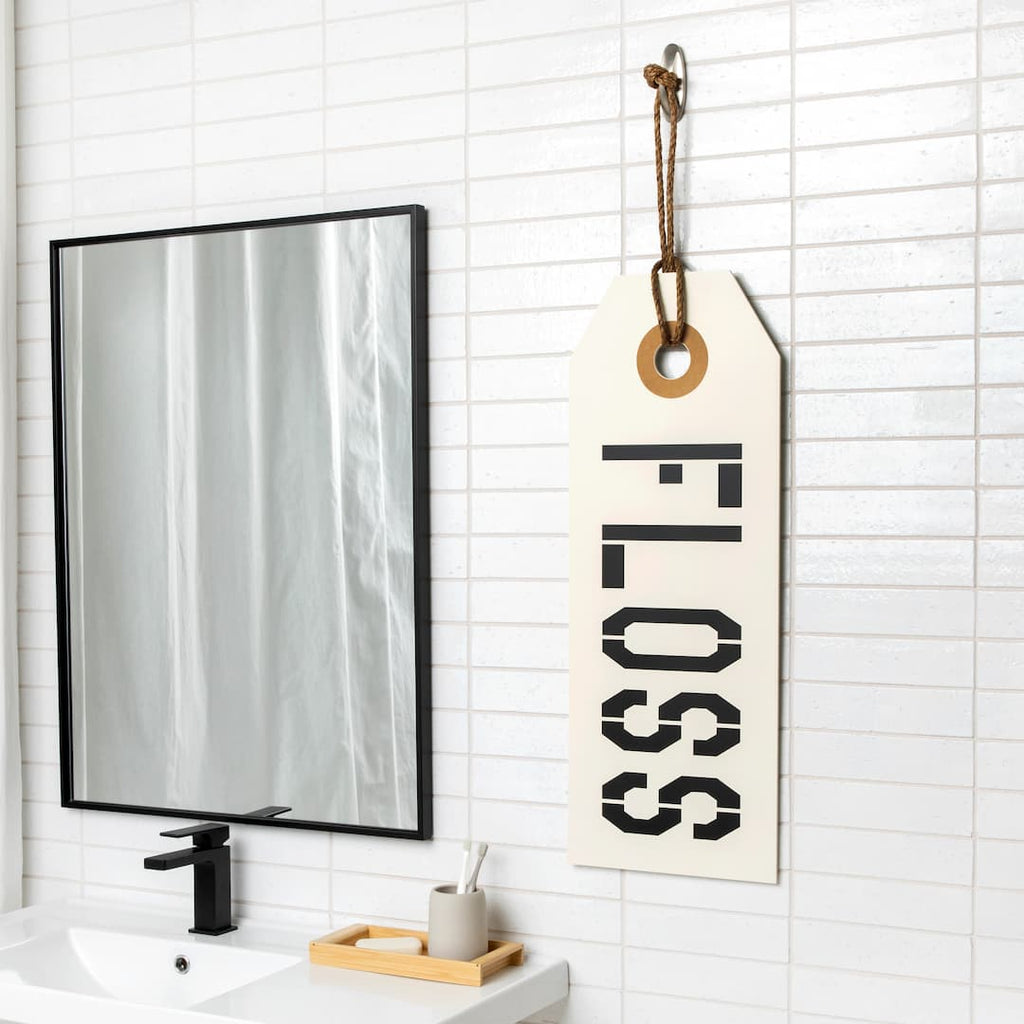 Floss Sign Large Floss Hang Tag Bathroom Sign with Rope Hanger – Windflower Market