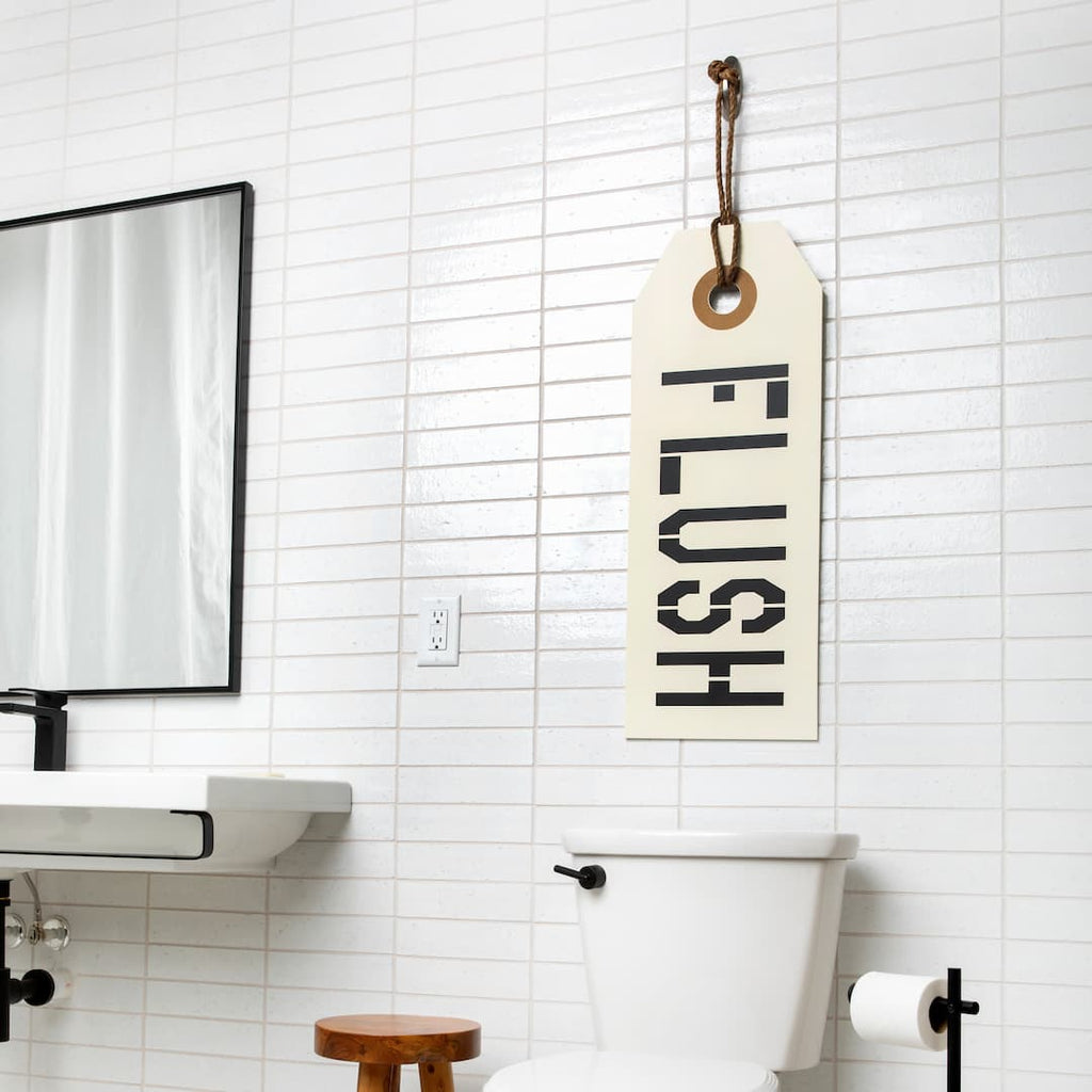 Large Flush Hang Tag Bathroom Sign with Rope Hanger - Windflower Market
