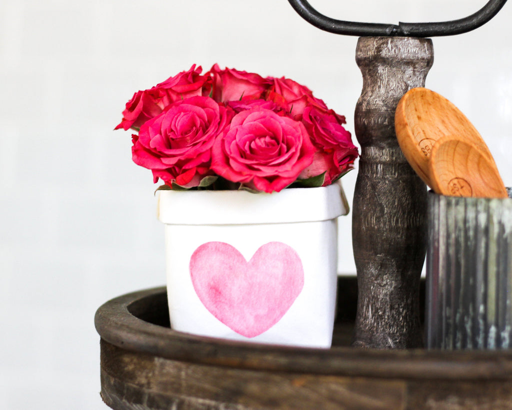Pink Watercolor Heart Tiered Tray Happy Pot™ - Windflower Market