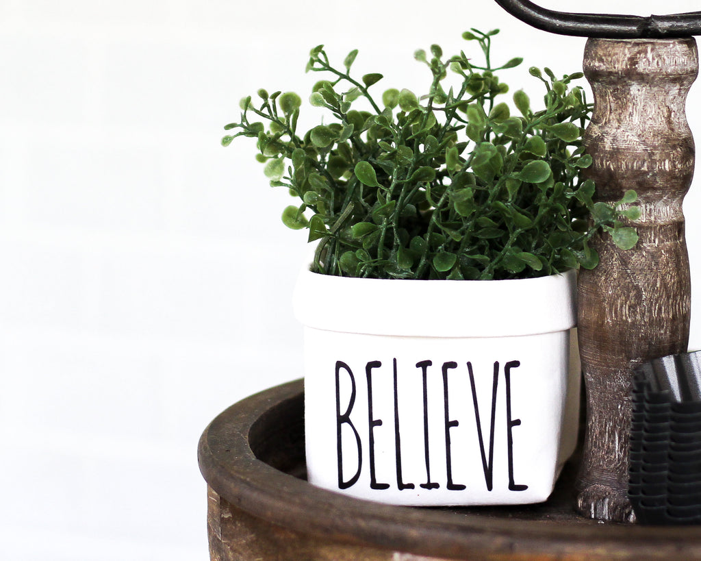 Believe Tiered Tray Decor Happy Pot™ - Windflower Market