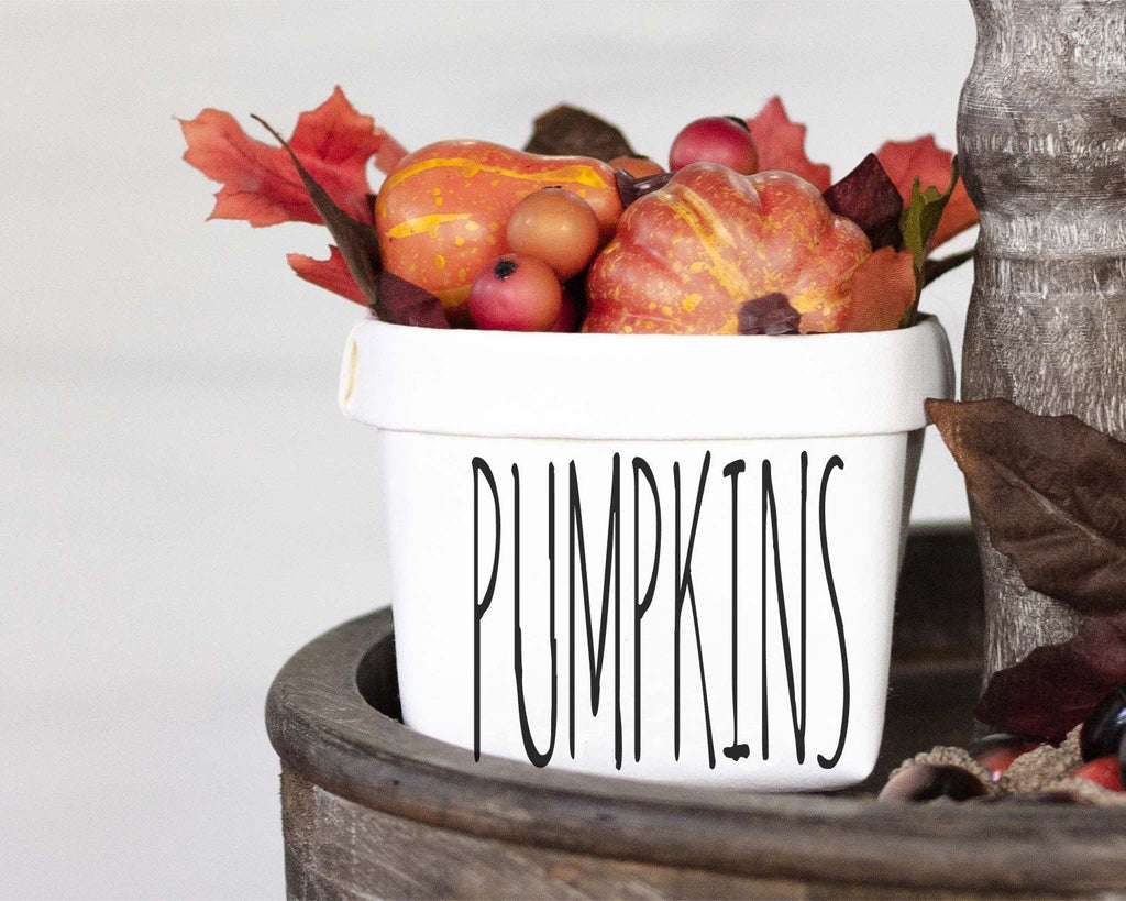 Pumpkins Tray Decor Happy Pot - Fall Rustic Farmhouse Style - Windflower Market