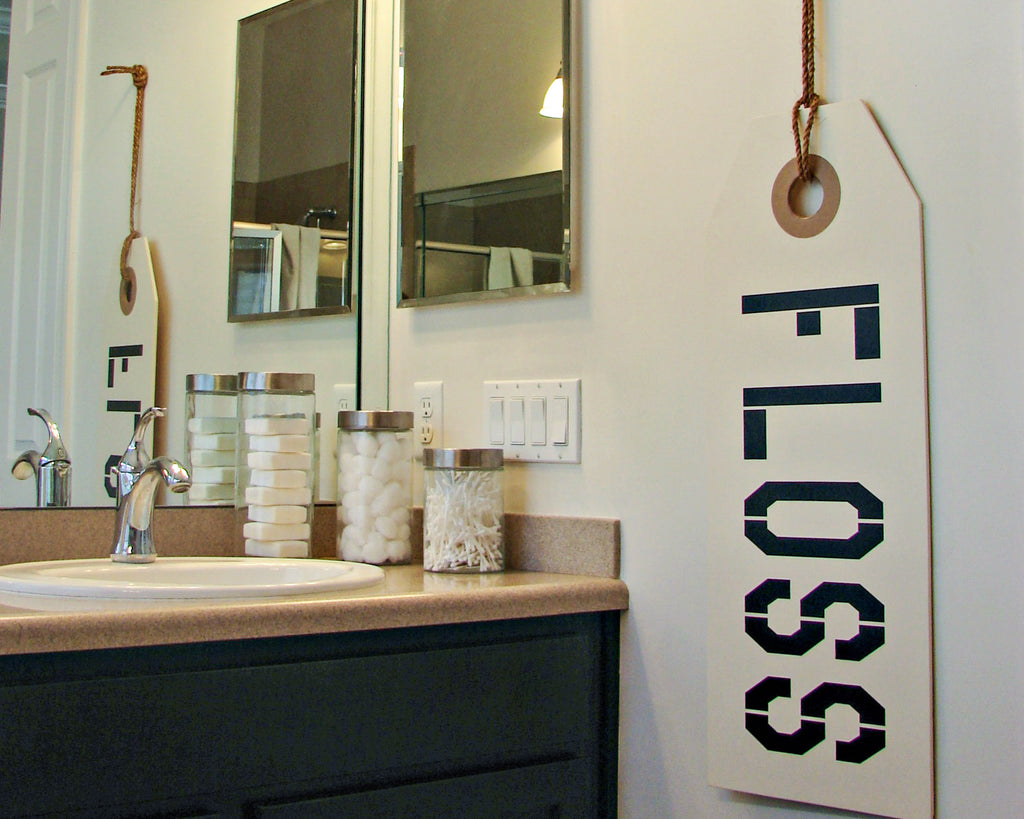 Large Floss Hang Tag Bathroom Sign with Rope Hanger - Windflower Market