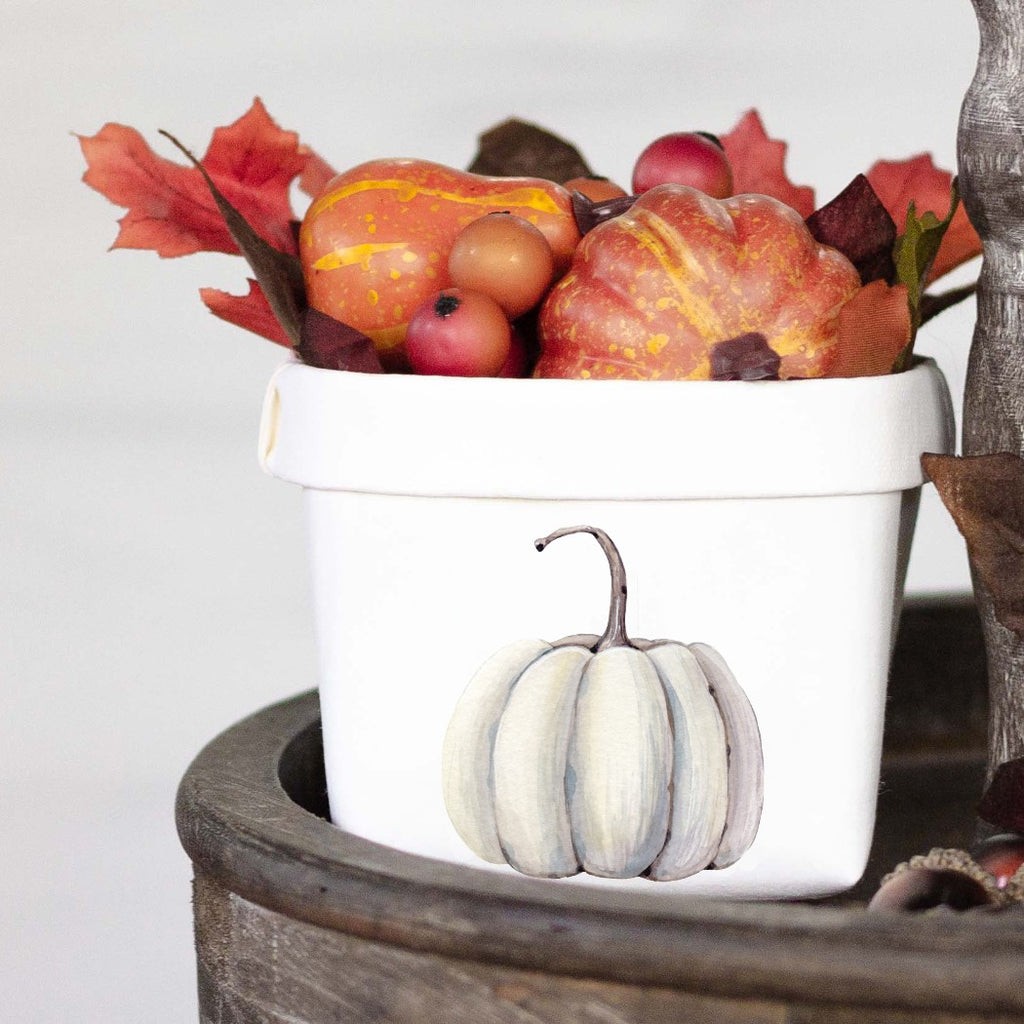 White Watercolor Pumpkin Happy Pot for Tiered Tray - Windflower Market